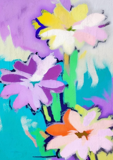 Spring Pastel Colors Floral Painting