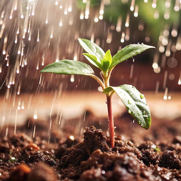 Spring Rain Gentle rain showers nurturing the growth of plants