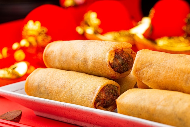 Spring rolls are eaten on Chinese New Year's Day Spring rolls are a Chinese snack