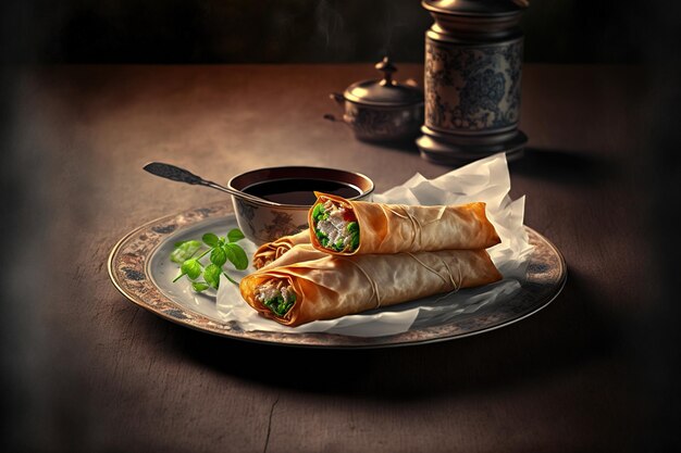 Spring rolls traditional chinese cuisine popular dish