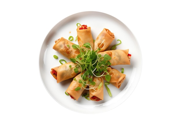 Spring Rolls On White Plate On A White Background