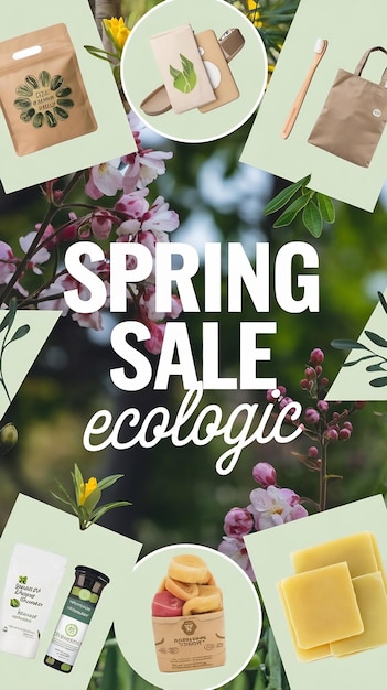 Photo spring sale ecologic banner nature decoration special offer promo poster