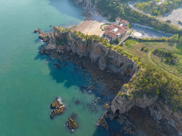 Spring seaside scenery of Binhai Road in Dalian Liaoning province China