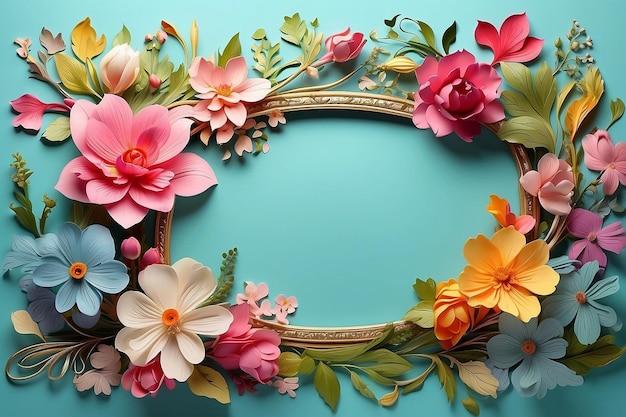 Spring Spectacle Delightful Flower Frame Background