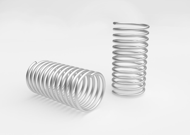 Spring steel with shadow on white background isolation 3d render