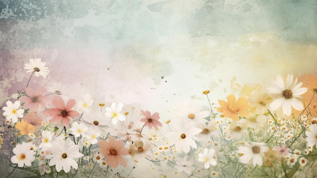 Spring summer background of beautiful flowers Generative AI image