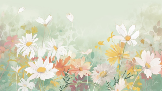 Spring summer background of beautiful flowers Generative AI image