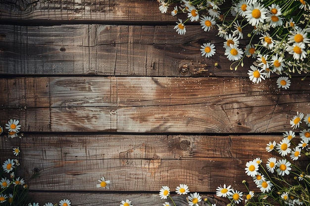 Photo spring and summer flowers on rustic wooden