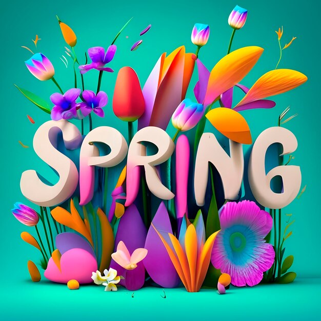 Photo spring text effect ai generated