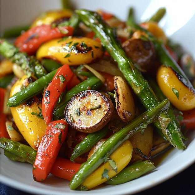 A spring vegetable stirfry with bright seasonal produce