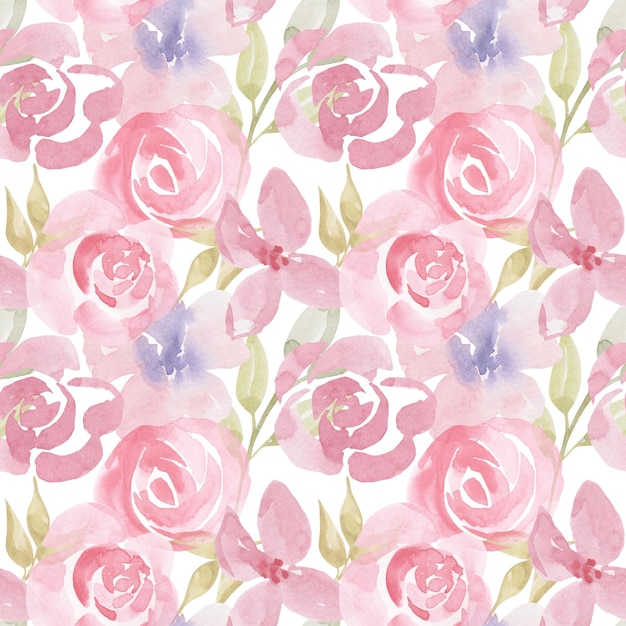 Spring watercolor seamless pattern botanical pink flowers Background