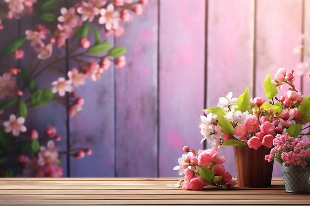 Spring Wooden Background Product Display Podium