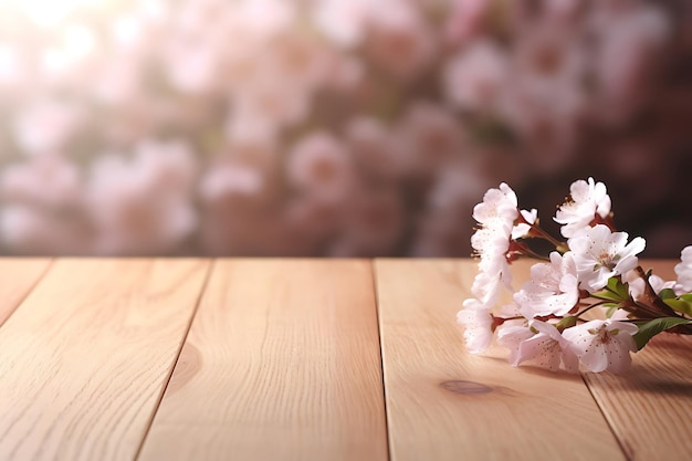 Spring Wooden Background Product Display Podium