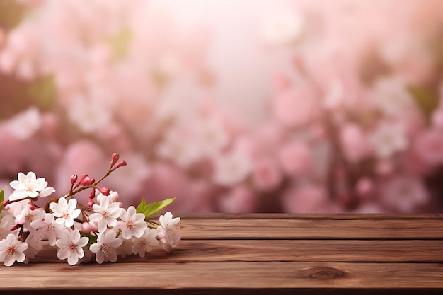 Spring Wooden Background Product Display Podium