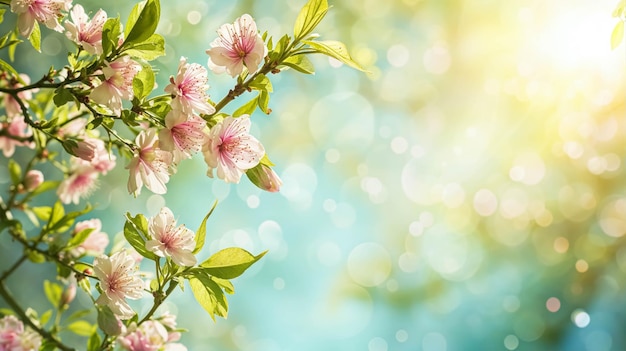 SpringThemed Background Blossoming Background With White Flowers And Soft Bokeh