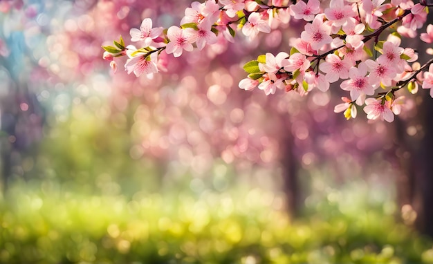 Springtime bokeh with blossoming trees