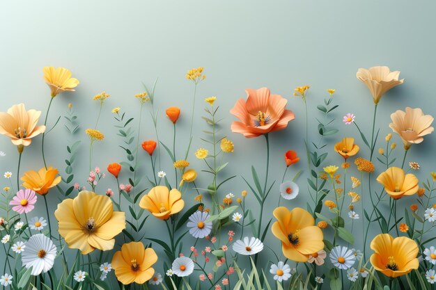 Springtime Garden Aesthetically Pleasing Wildflower Display