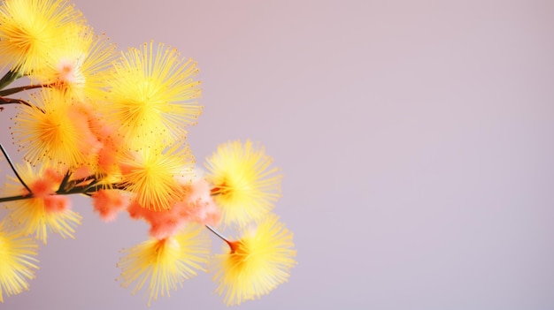 Springtime mimosa yellow flower images Generative AI