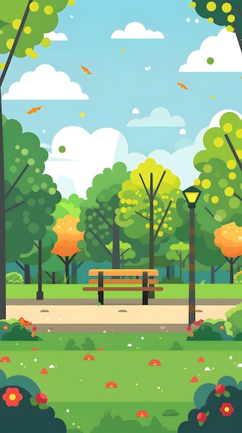 Photo springtime park bench illustration