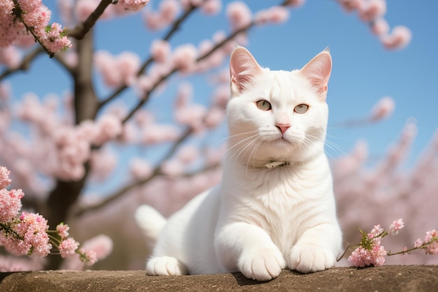 Springtime Serenity Captivating Portraits of Beautiful Cats Surrounded by Lush Blooms