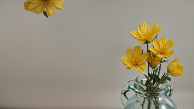 A Springtime Serenity Still Life Featuring Yellow Flowers in a Jug