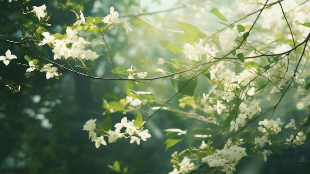 A springtime setting in the school garden with blooming flowers and lush greenery The gentl