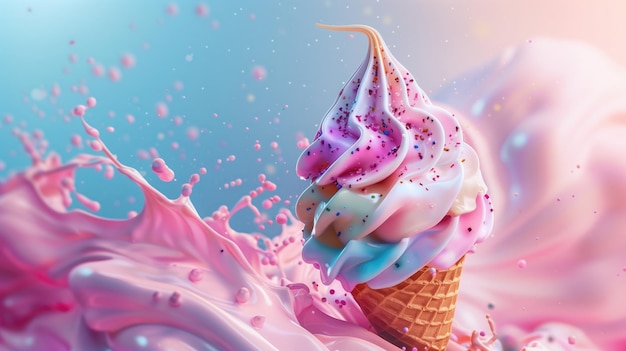 Sprinkle of sweet dreams pink soft serve ice cream