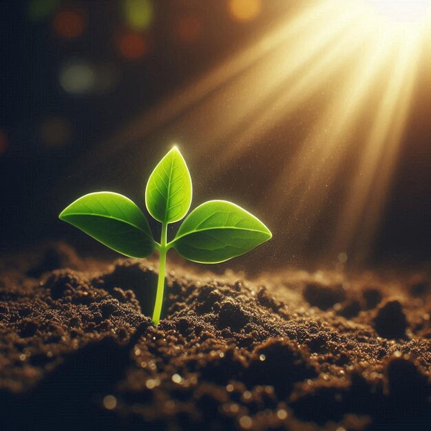 a sprout of a plant in the sun