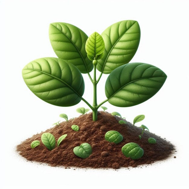 Sprout vector flat design brown soil white background 3d illustration