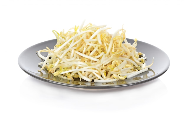 Sprouts in black plate on white  background