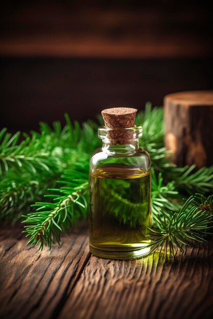 Spruce essential oil in a bottle Generative AI Spa