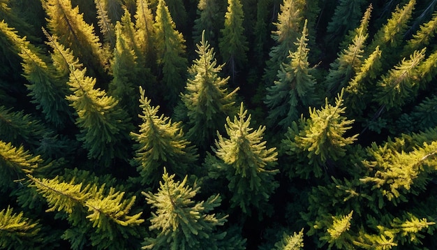 Photo spruce landscape from a breathtaking aerial perspective showcase the symmetrical patterns of the den