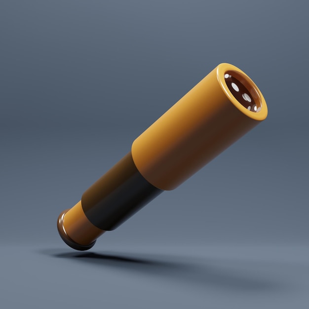 Spyglass telescope 3d icon with cartoon style for website design presentation 3d rendering icon