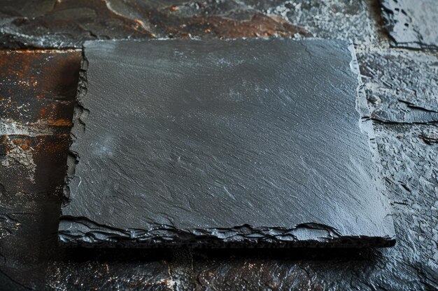 Photo square black slate plate ready for serving food