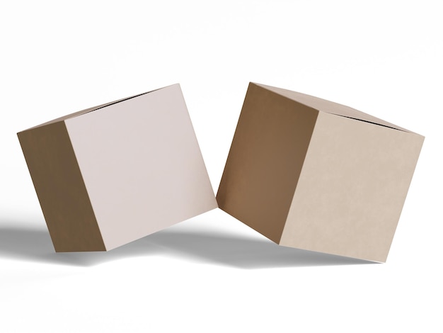 Photo square box packaging white background cardboard paper with realistic texture