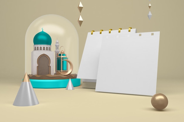 Square Calendars Right Side In Ramadan Themed Background