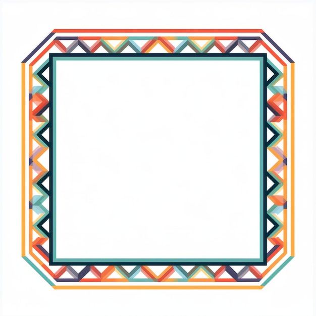 a square frame with colorful geometric shapes on it