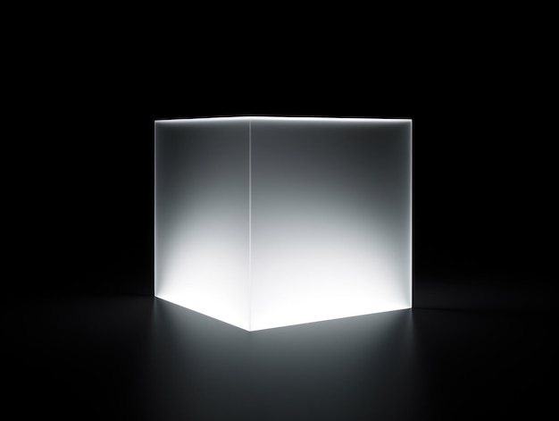 Photo square glowing box on a black background minimalistic