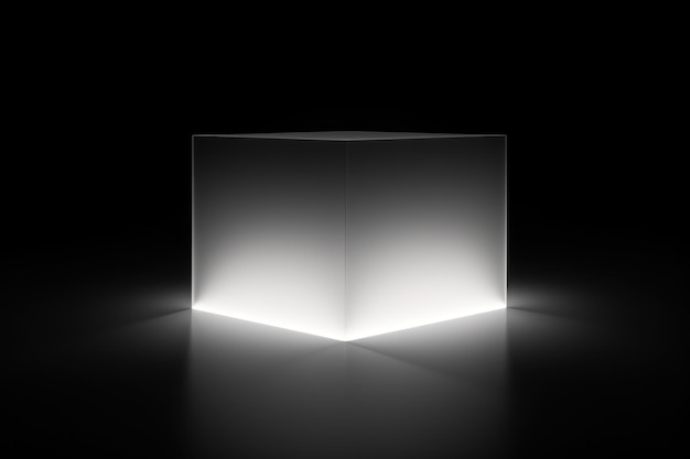 Photo square glowing box on a black background minimalistic