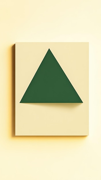 Photo a square green triangle on a yellow background