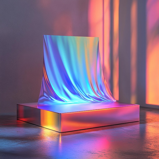 Square Holographic Fabric Podium Product Presentation