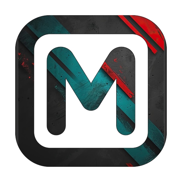 Photo square m icon diagonal black green red