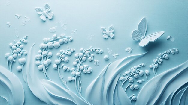 Photo a square makeup palette featuring an embossed lily of the valley design in light blue and white