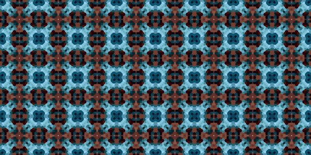 Square mosaic seamless pattern Kaleidoscope pattern gold and blue horizontal texture