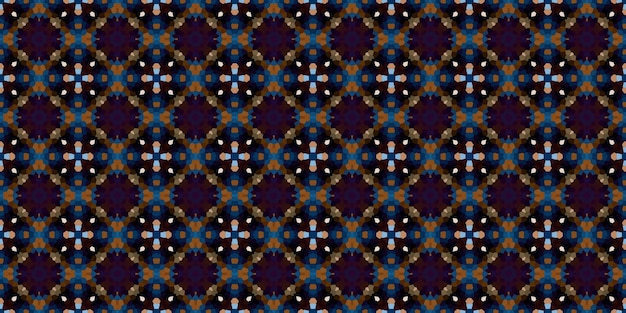 Square mosaic seamless pattern Kaleidoscope pattern gold and blue horizontal texture