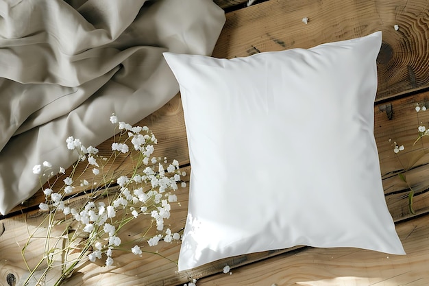 Square Pillow White Blank Mockup