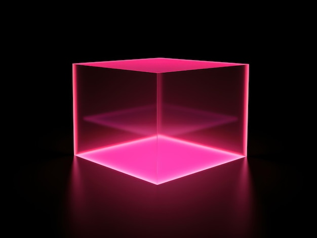 Photo a square pink glowing box on a black background minimalistic ar 43 v 52 job id a3a9ee8f5abc4b3fbe267f78de534570