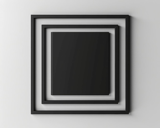 Square Poster Modern Minimalist Black Frame Mockup in White Background