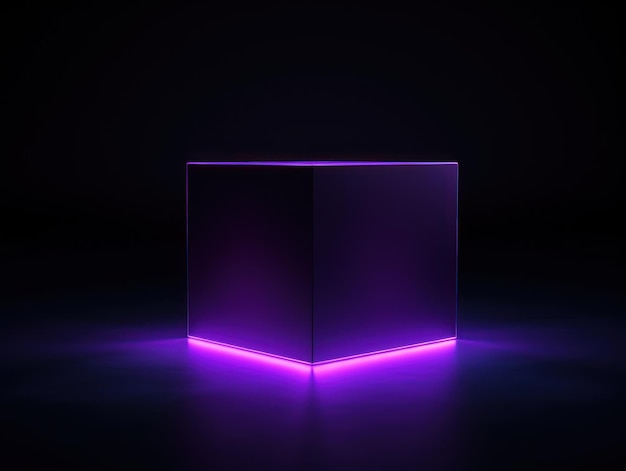 Photo a square purple glowing box on a black background minimalistic ar 43 v 52 job id 4a1708431ea24862b2f94b2b3bdcea15