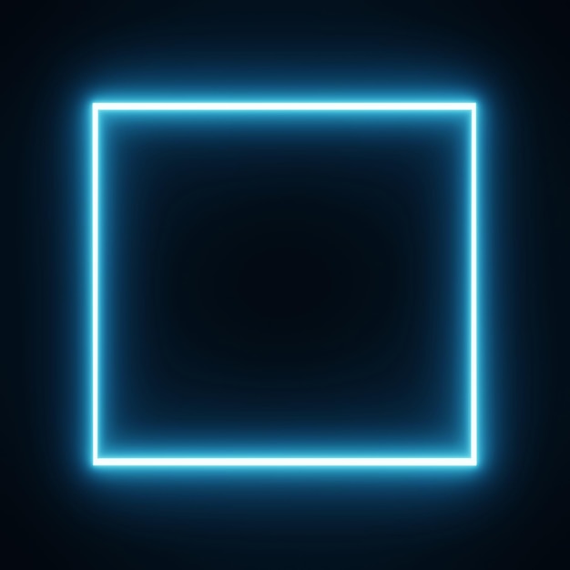 Square rectangle picture frame with blue tone neon color motion graphic on isolated black background Blue light moving for overlay element 3D illustration rendering Empty copy space middlex9